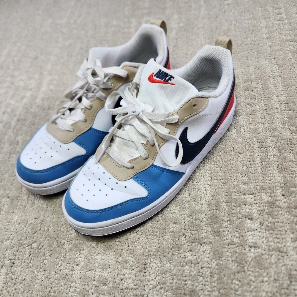 Nike Court Borough Low Recraft Kids Sneakers Blue Red White DV5456-124 Size 6Y